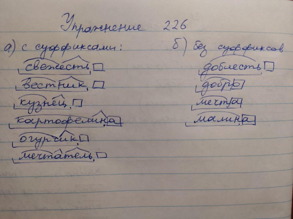 Разброс слов по составу