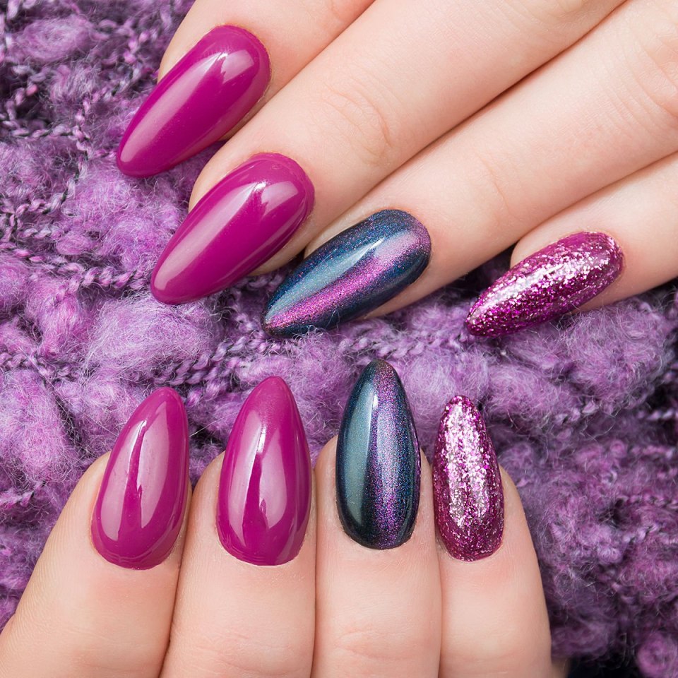 Маникюр кошачий глаз розовый