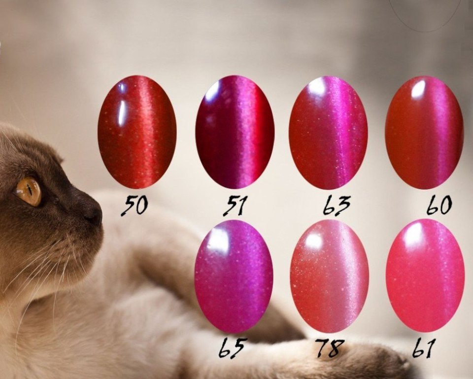 Маникюр кошачий глаз розовый