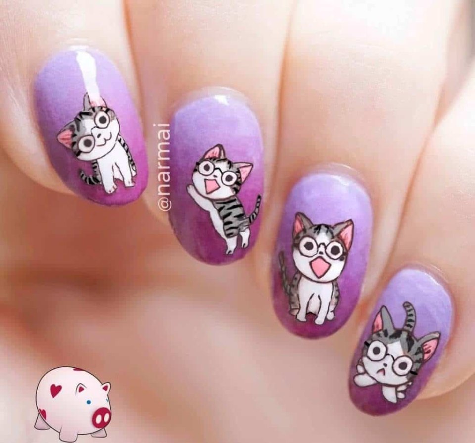 Маникюр с котиками