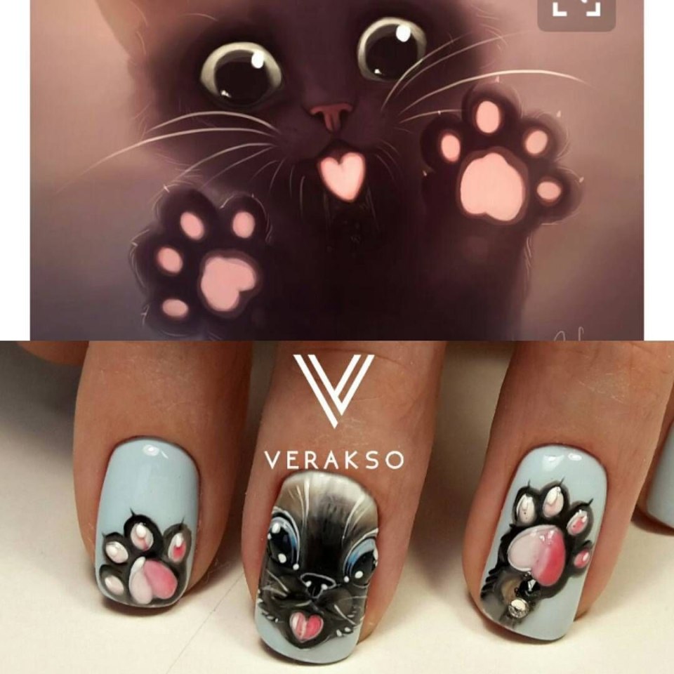 Маникюр с котятами