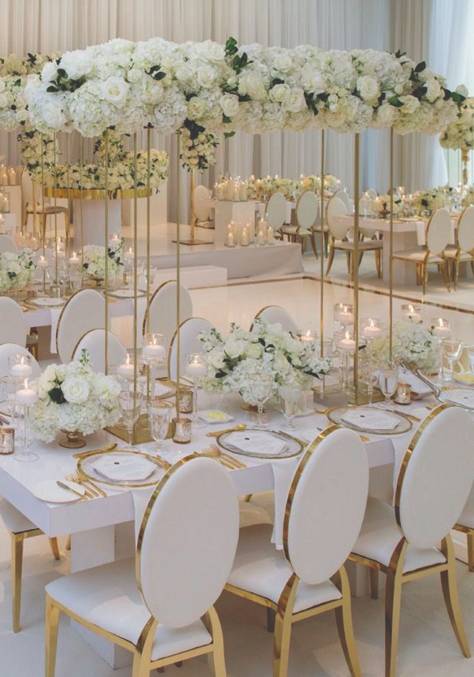 оформление зала на свадьбу в белом цвете