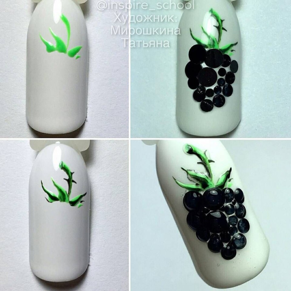 Рисунки на ногтях фрукты пошагово