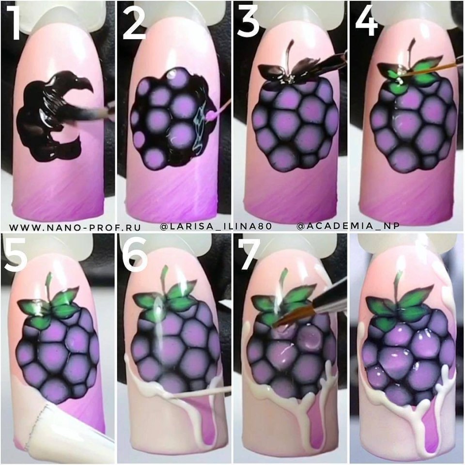 Лепка на ногтях фрукты