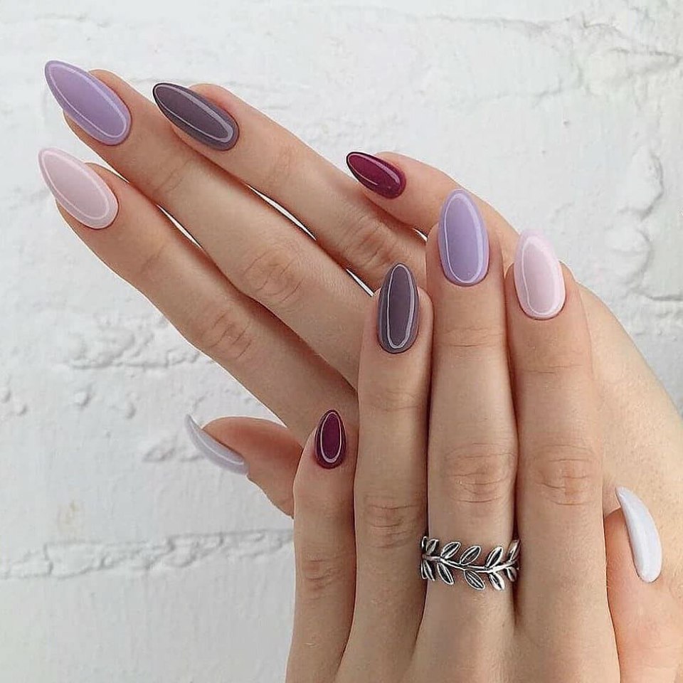 Ногти 2020 однотонные комбинированные