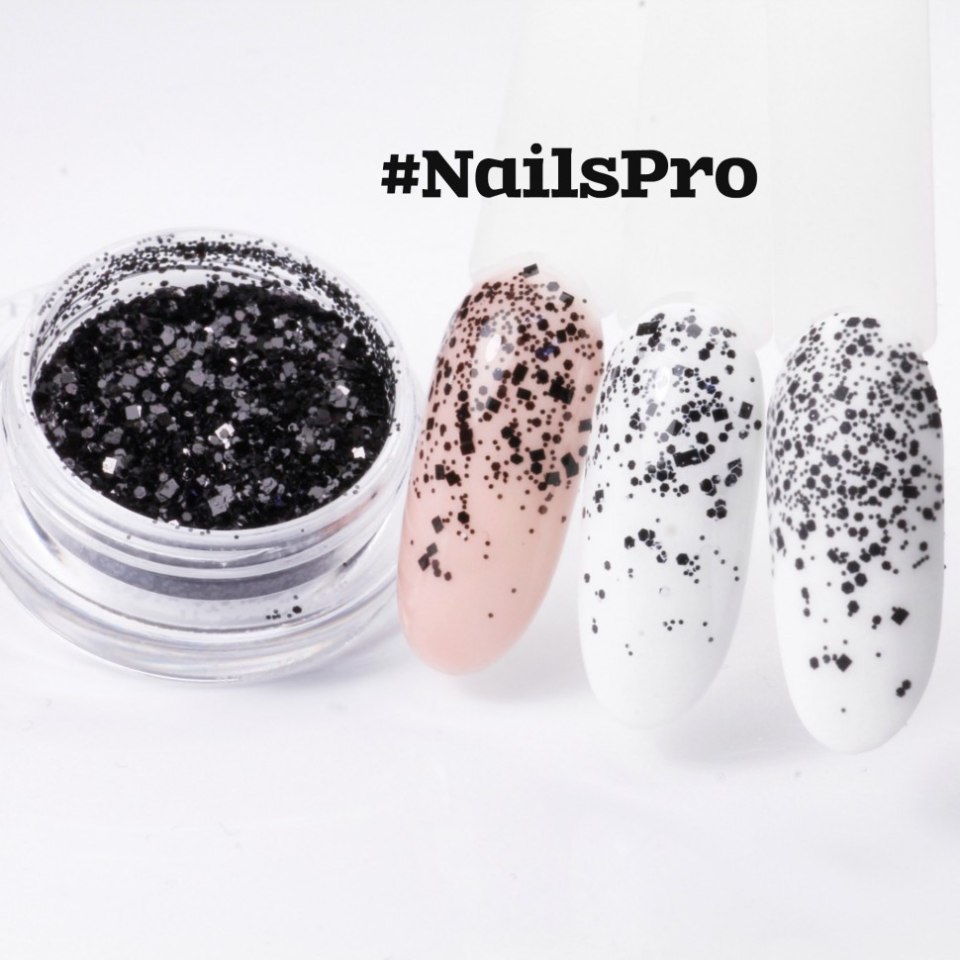 Топ с черными хлопьями для ногтей