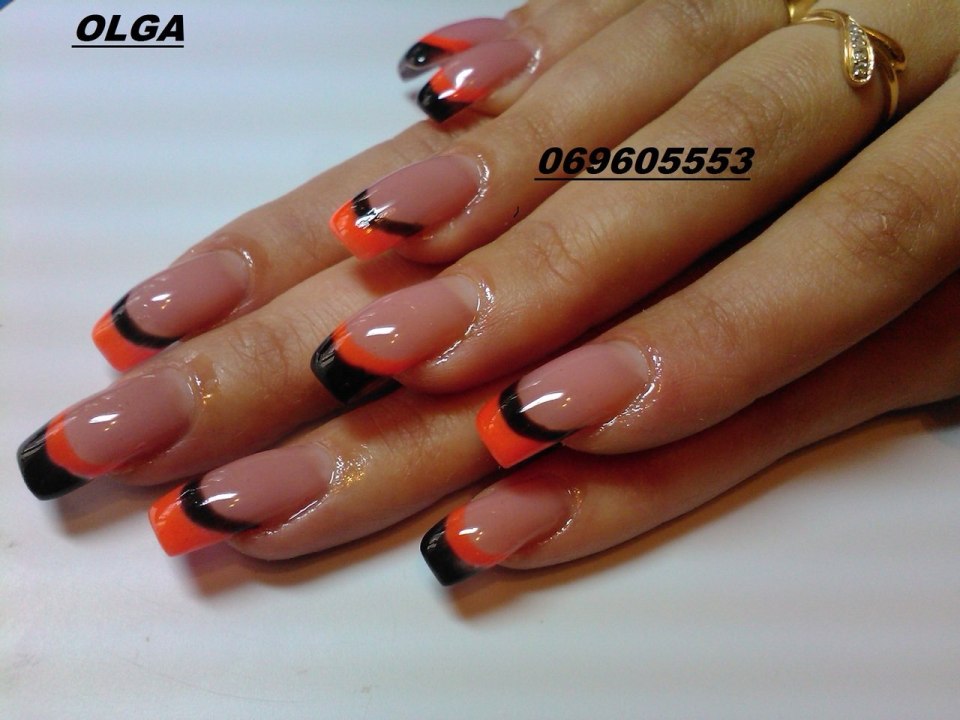 Оранжевый маникюр