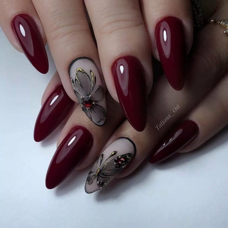 Маникюр 2021 бордо бургунди