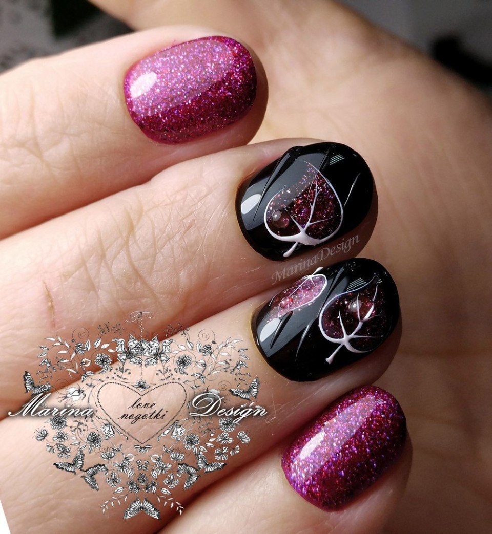 Красивый маникюр красный с черным