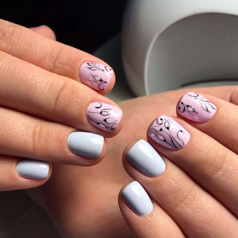 Весенний маникюр на короткие ногти