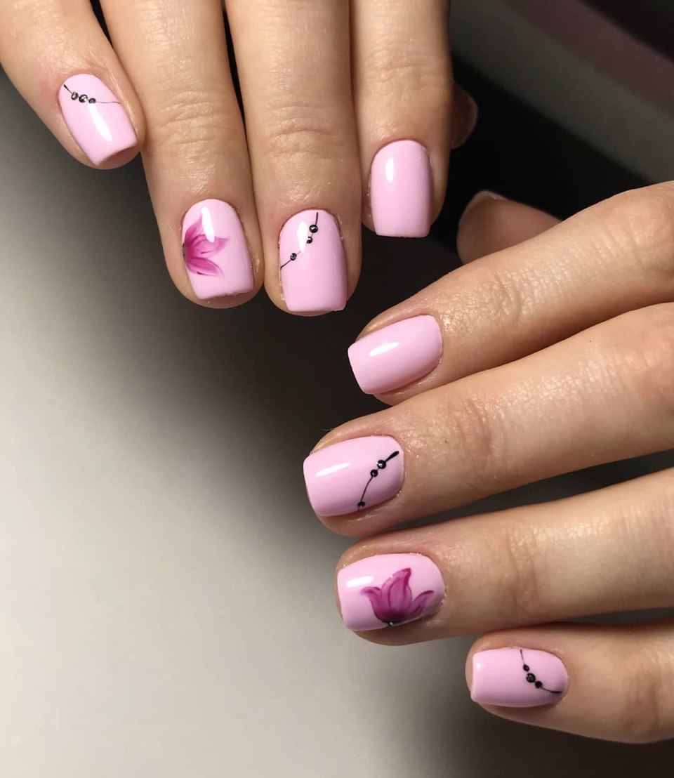 Маникюр на короткие ногти Весна