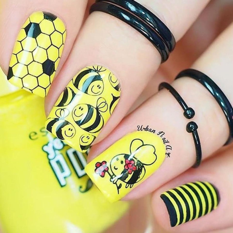 Bee inspired nails