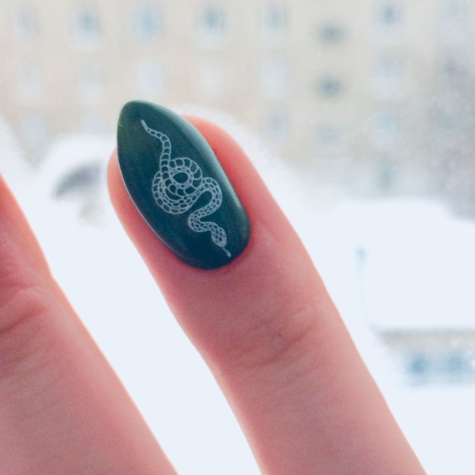 Маникюр со змеями стемпинг