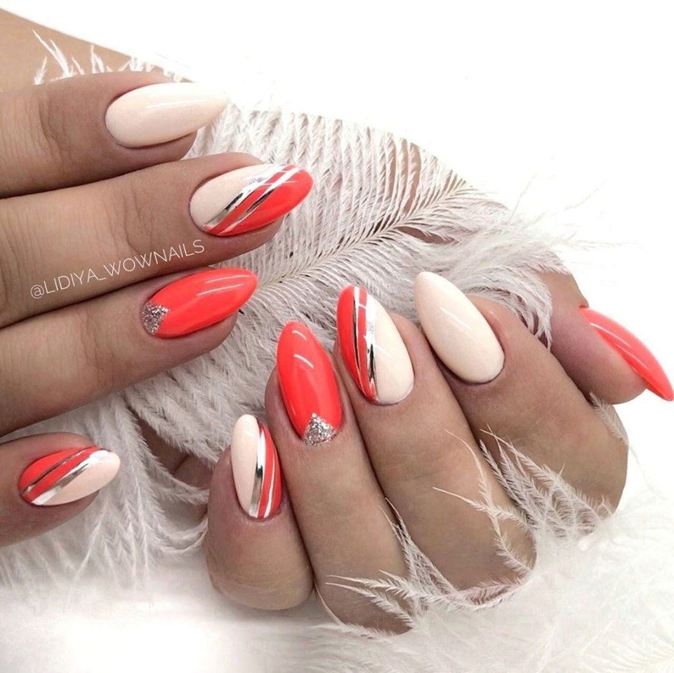 Ногти дизайн новинки 2021 миндаль красный
