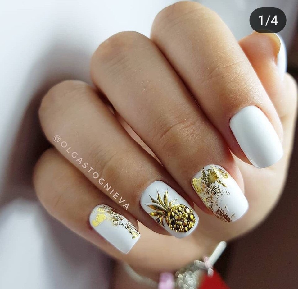 Маникюр ананас на короткие ногти
