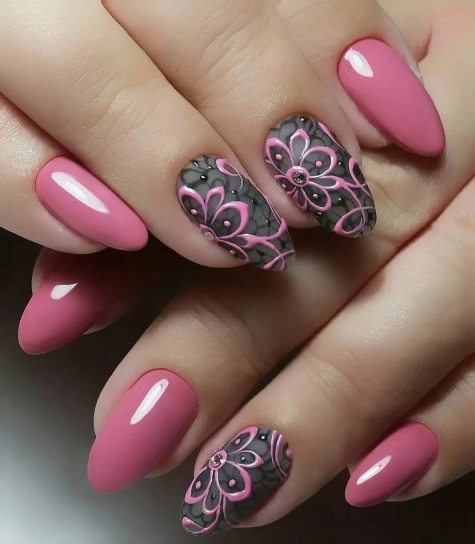 Маникюр с Фламинго на длинные ногти