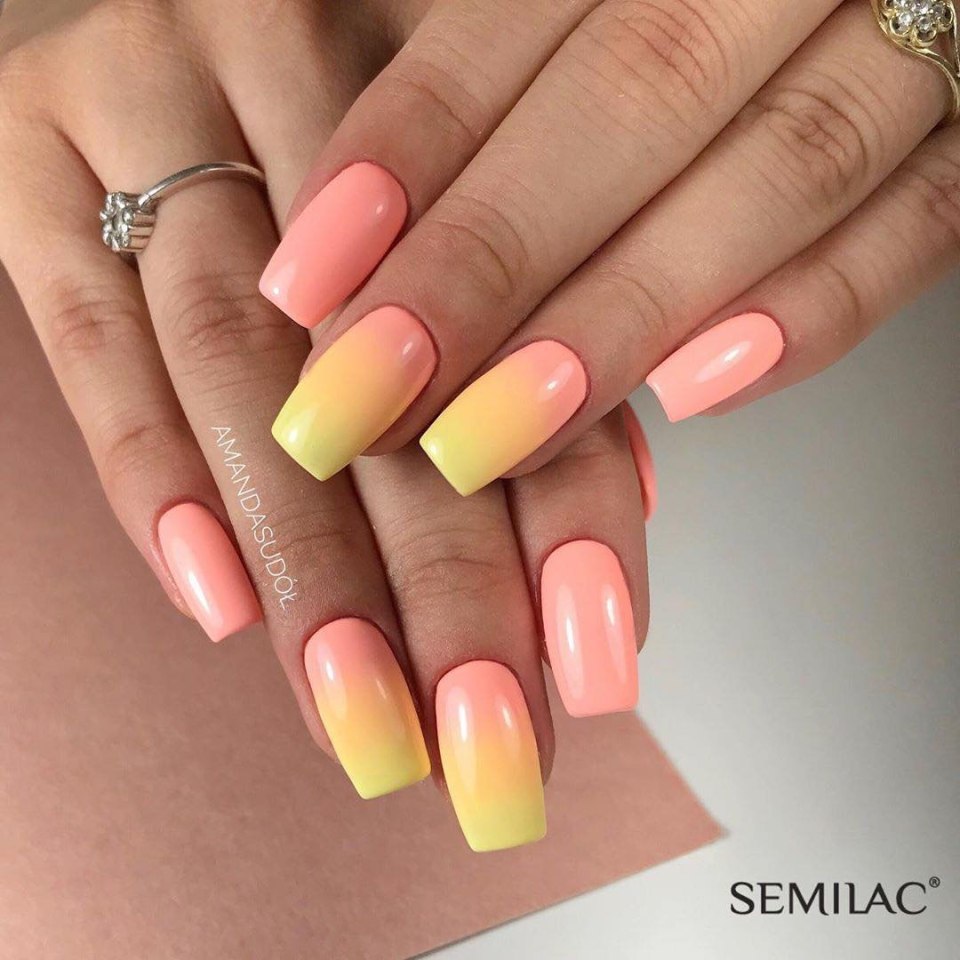 Маникюр жёлтый с фиолетовым