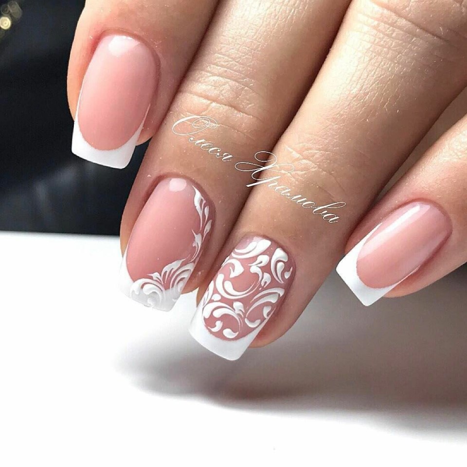 Белый маникюр с кружевом / White lace manicure