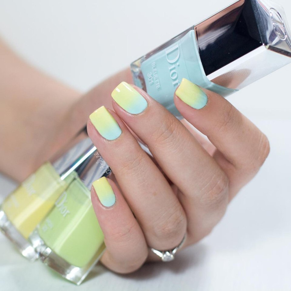 Неоновый маникюр с камуфляжем