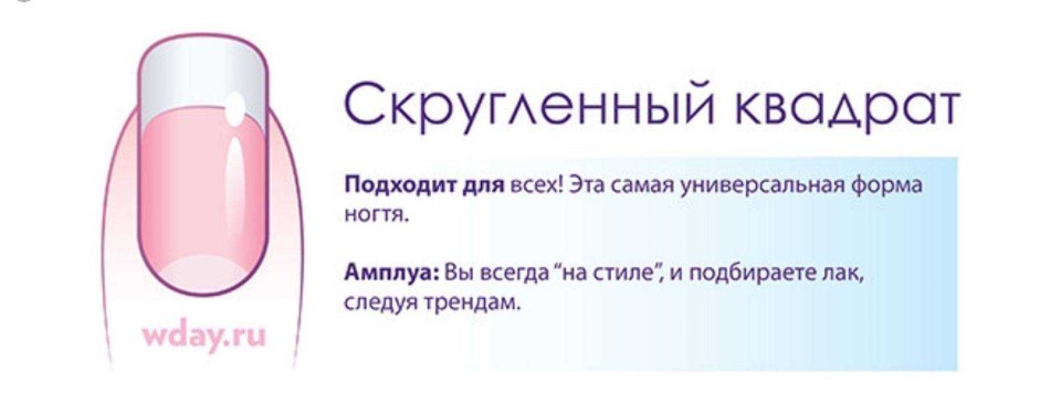 Схема опила квадратной формы ногтей