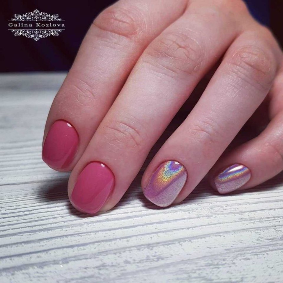Маникюр на короткие ногти с втиркой
