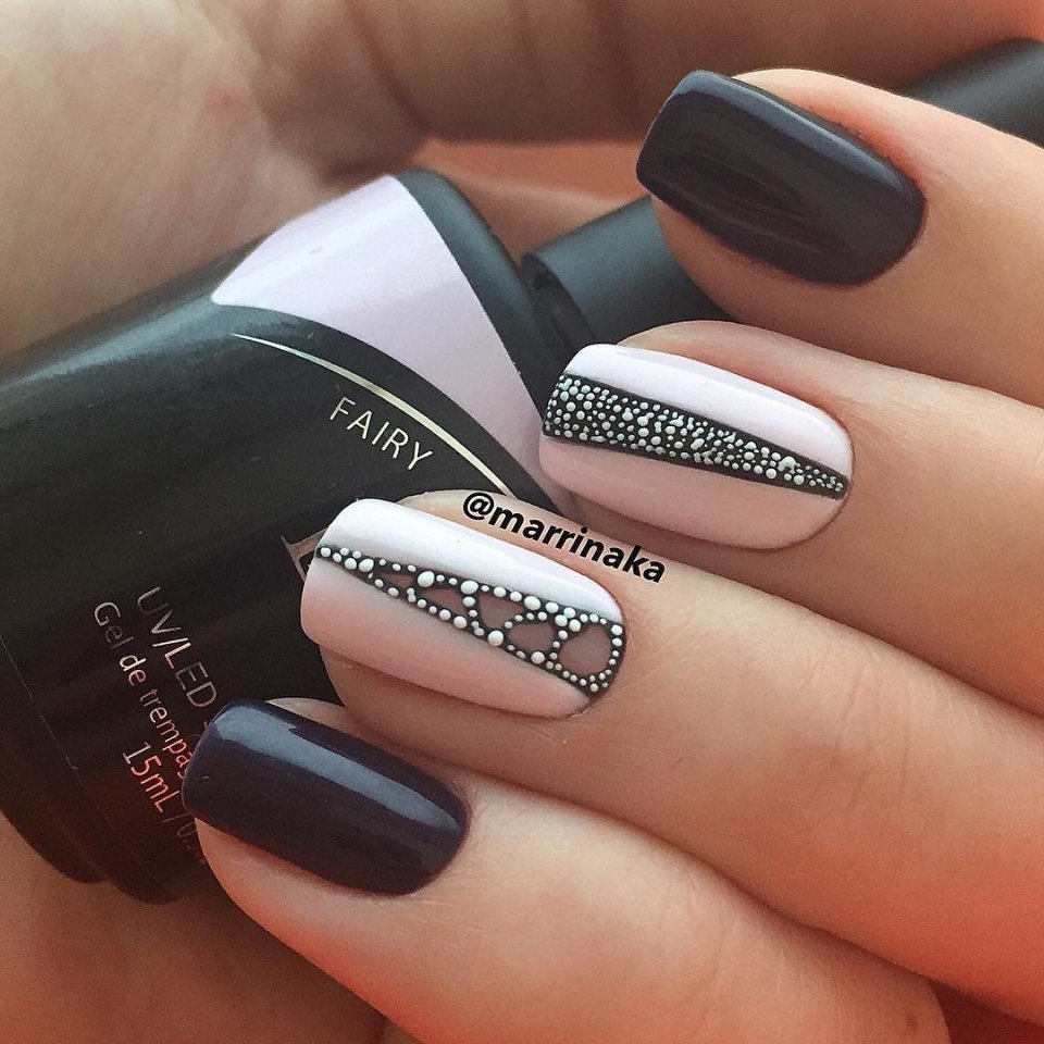 Маникюр золото с серебром