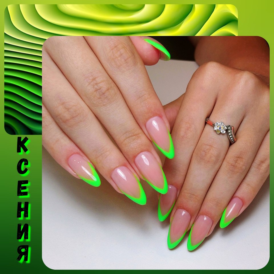 Кислотный маникюр на короткие ногти