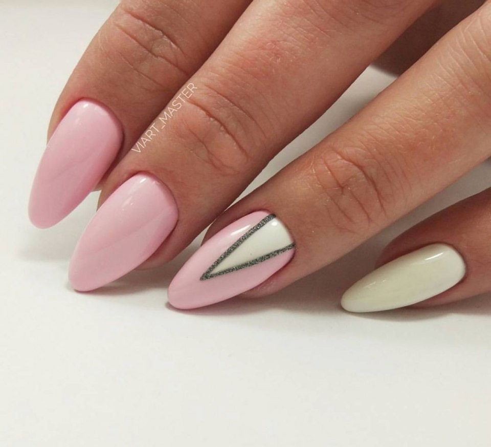 Маникюр длинные ногти миндаль