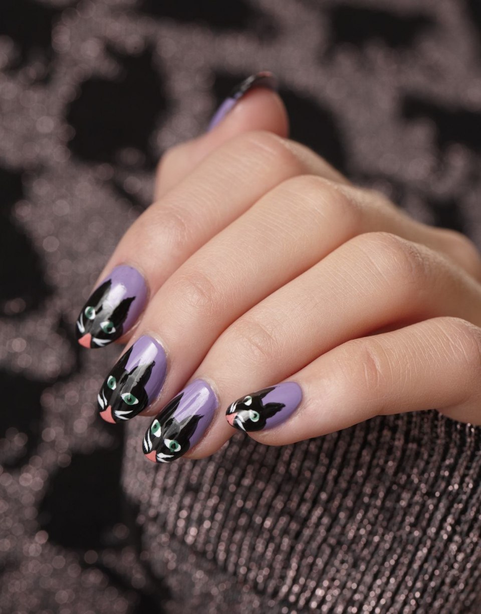 Маникюр с кошками