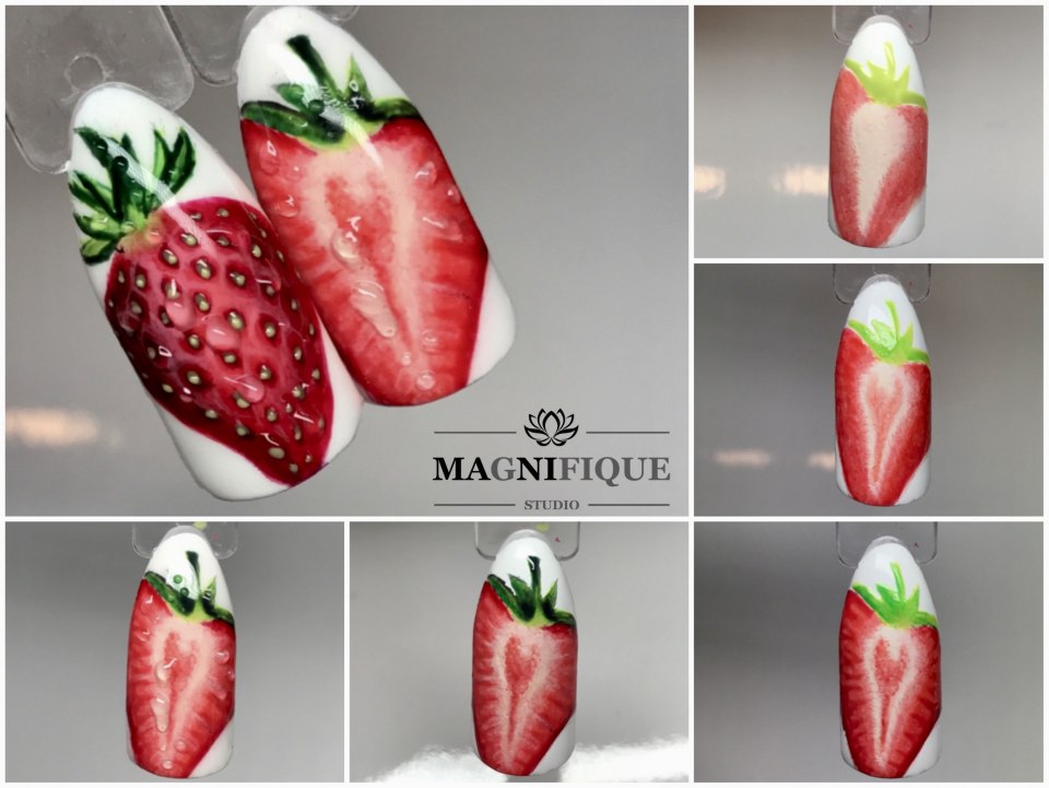 Фрукты на ногтях пошагово