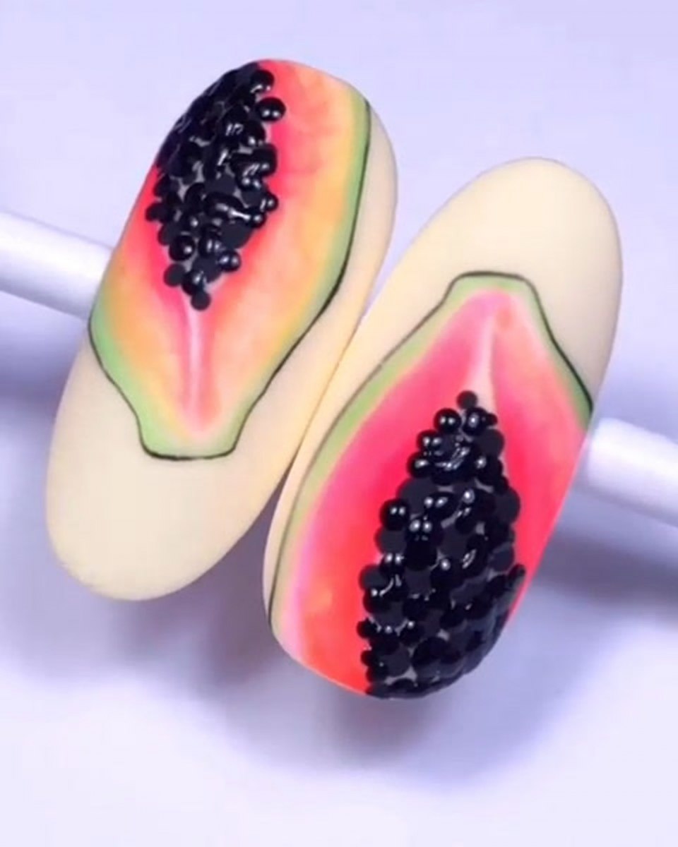 МК фрукты на ногтях пошагово