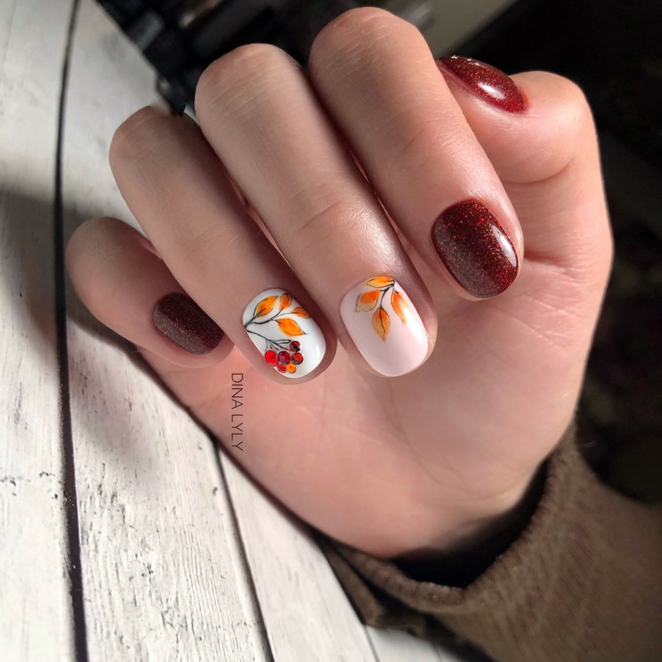 Осенний маникюр на короткие н