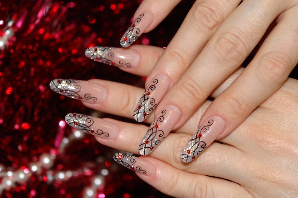 Нюд френч с блестками