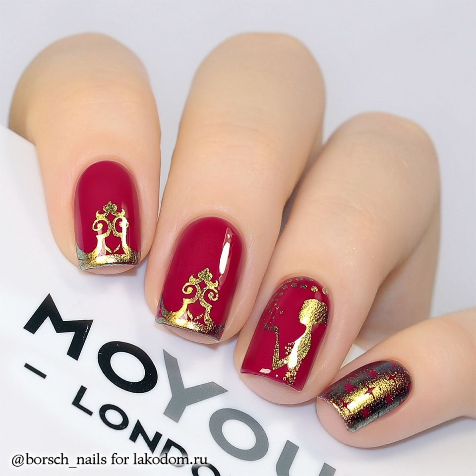 Маникюр золотой френч
