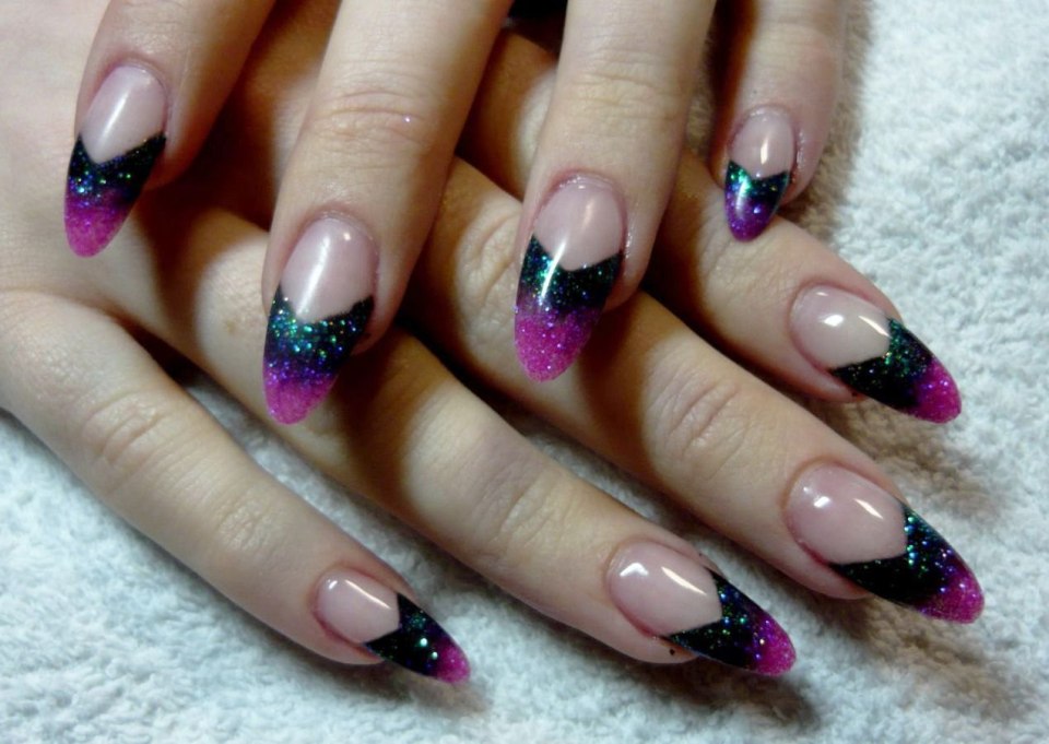 Наращивание френч цветной