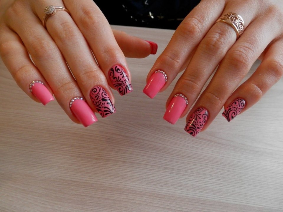 Красный френч наращивание