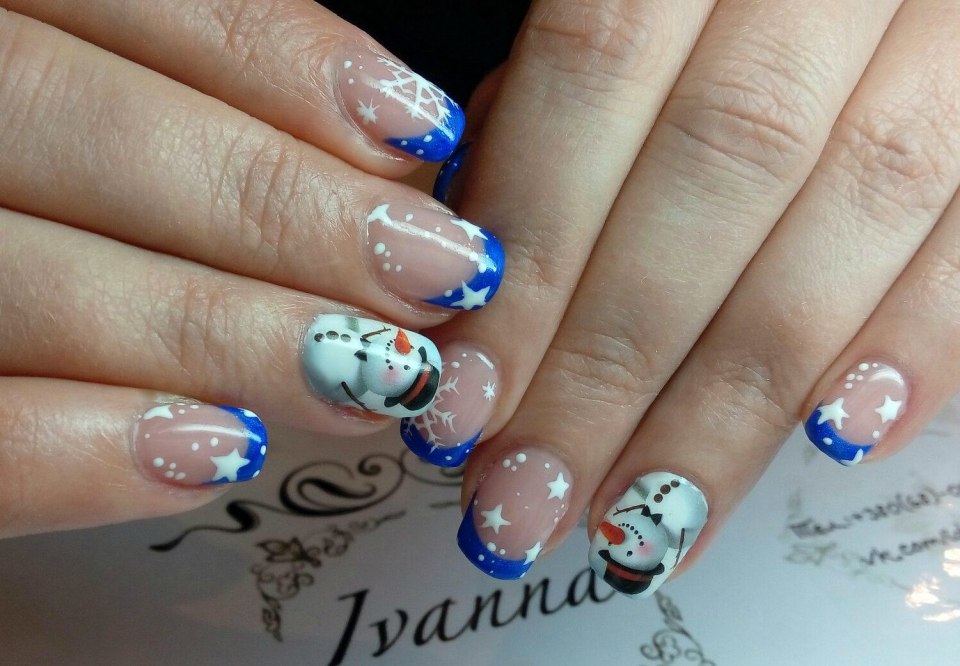 Зимние рисунки на ногтях
