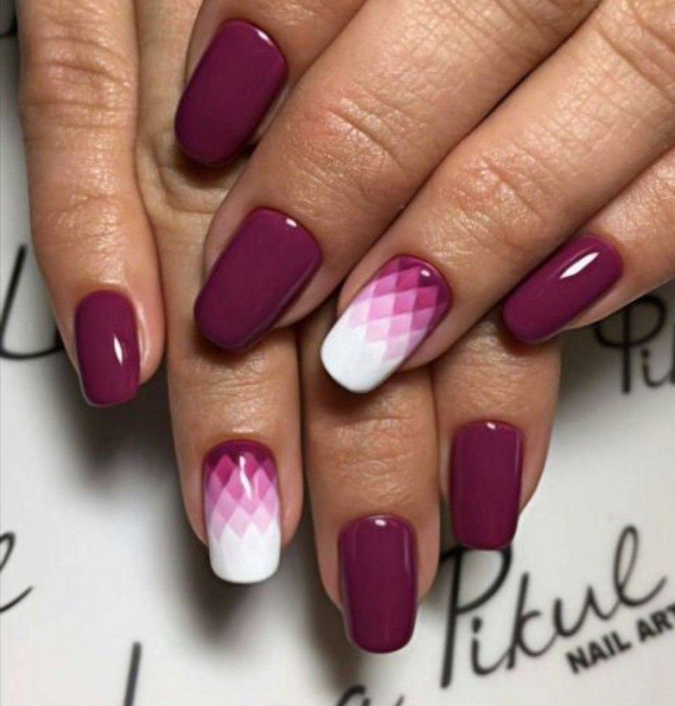 Геометрический градиент на ногтях