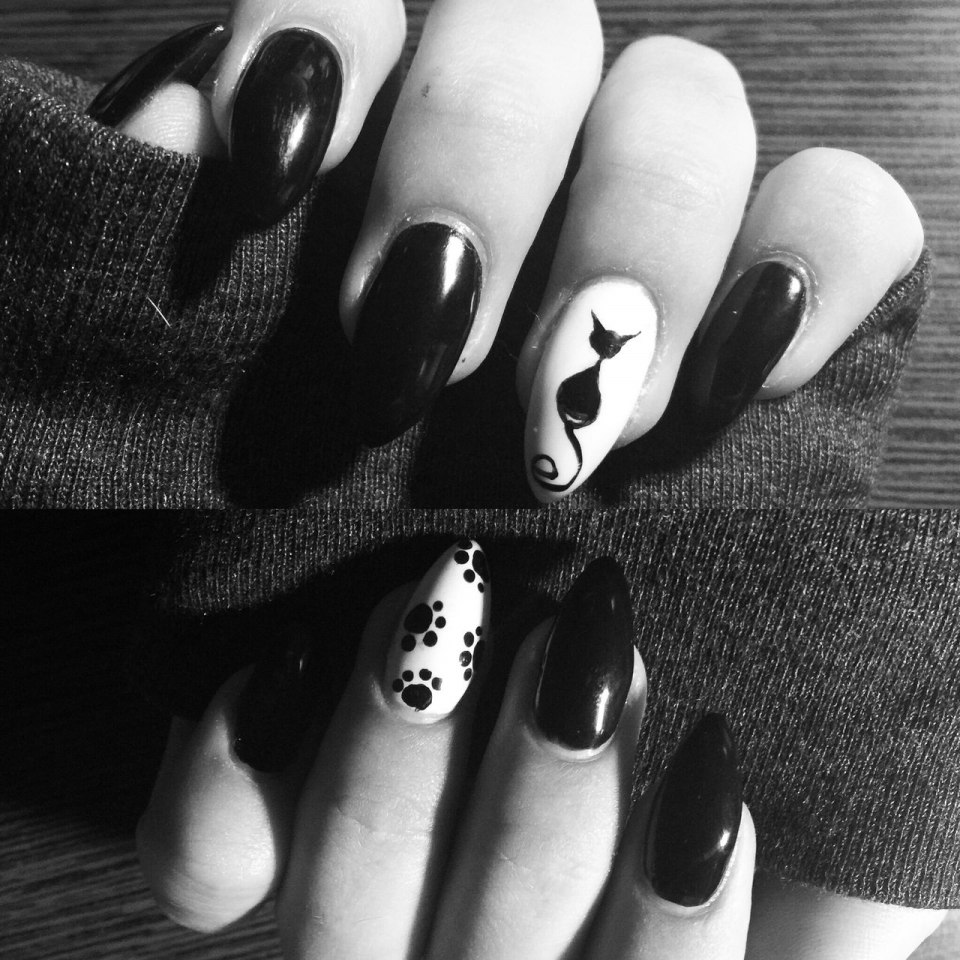 Чёрно-белые ногти
