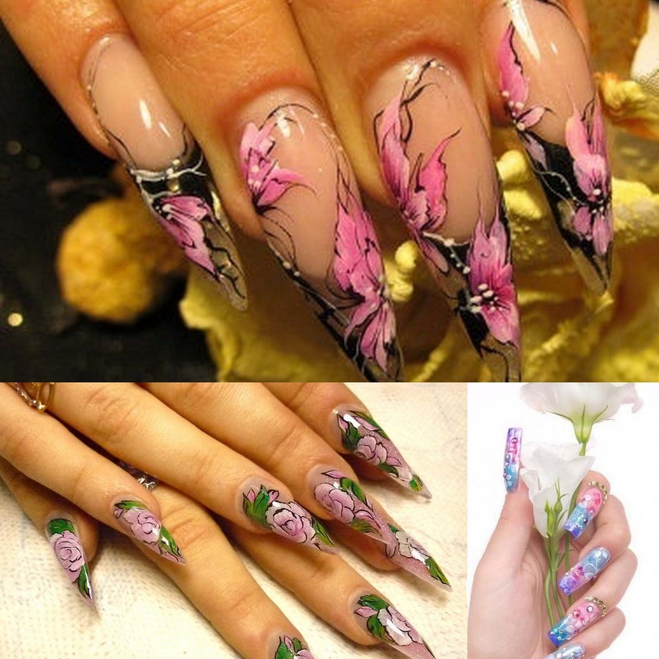 Красивые рисунки на нарощенных ногтях