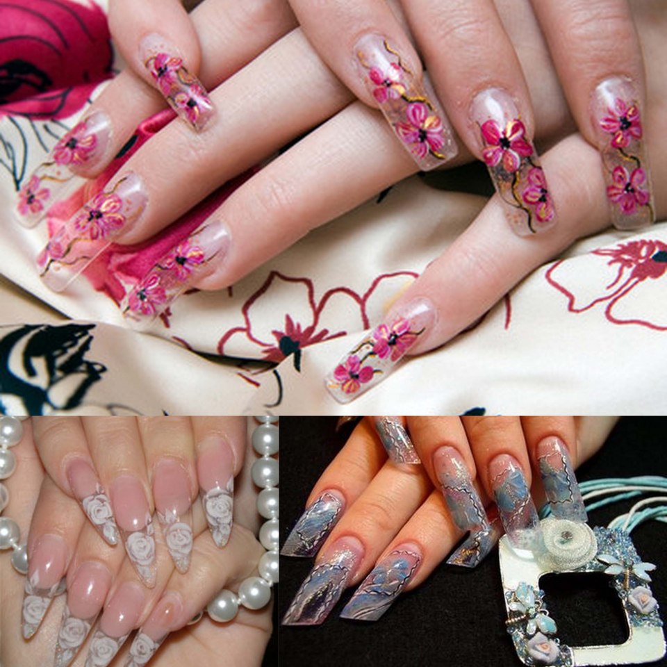 Красивые узоры на нарощенных ногтях