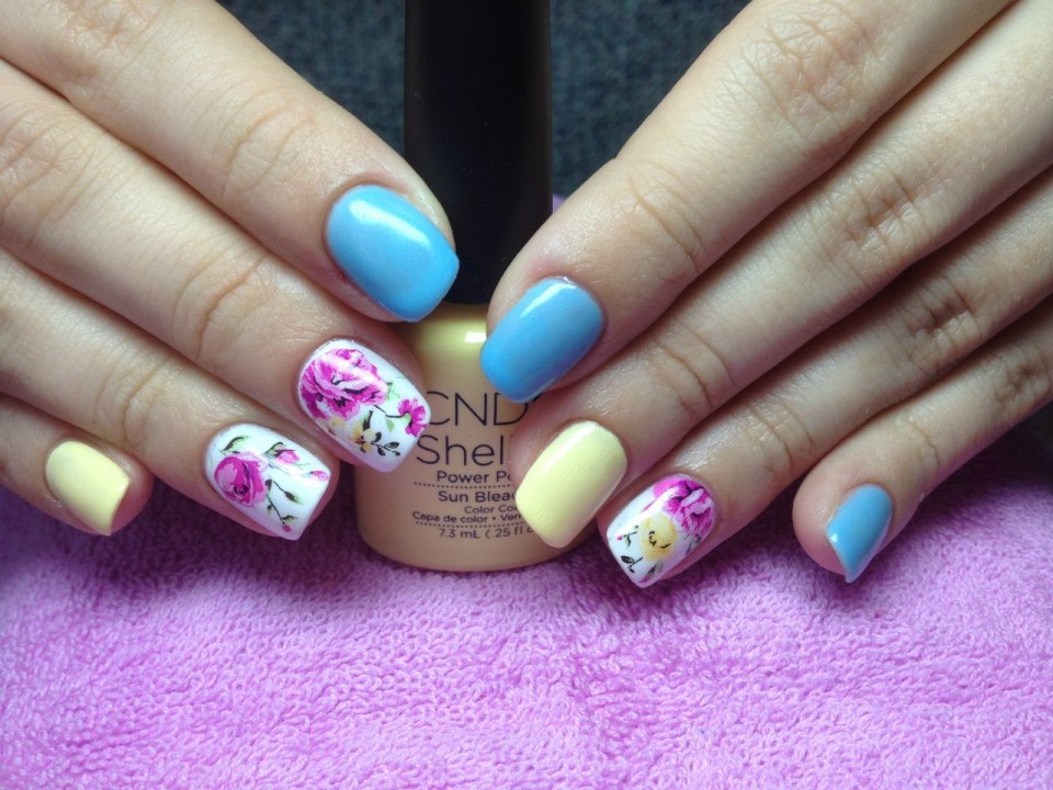 Весенние ногти однотонные градиент