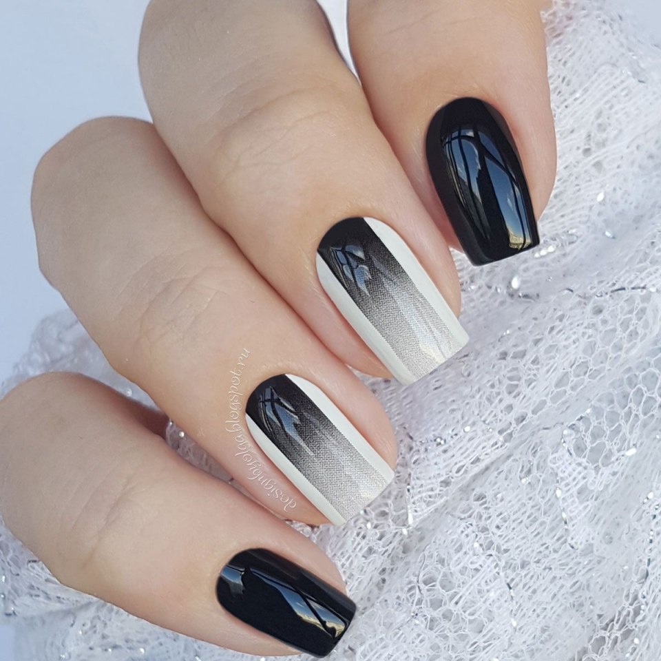 Маникюр омбре с втиркой