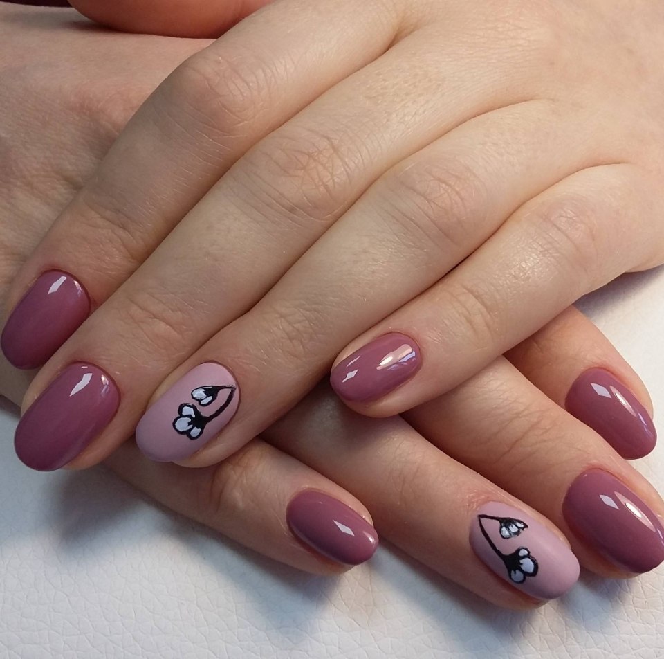 Шеллак на короткие ногти с рисунком