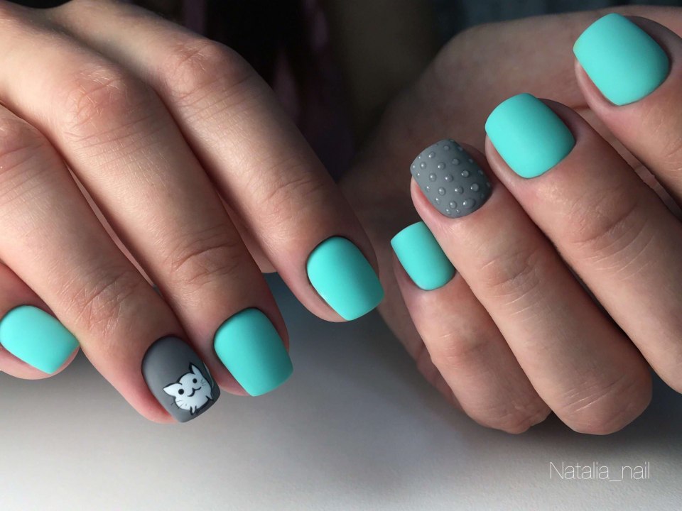Маникюр мятного цвета