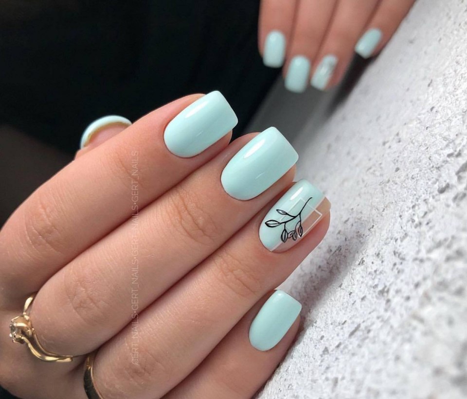 Маникюр цвета мяты