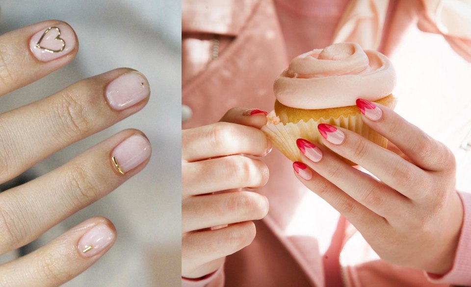 Маникюр с сердечком на одном пальце