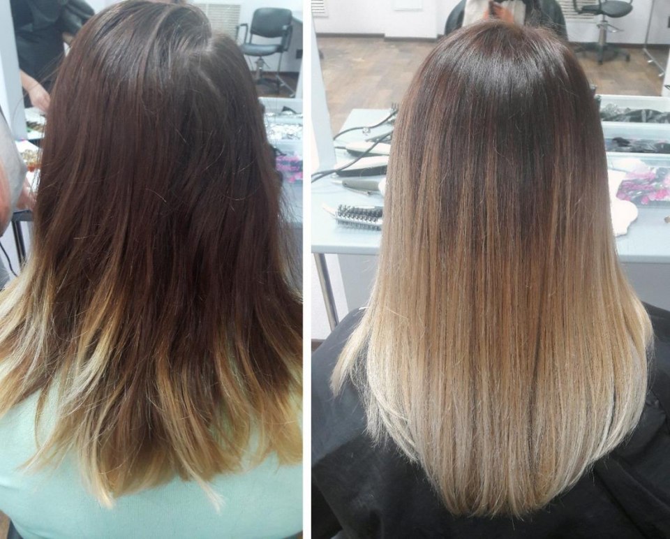 Омбре и балаяж фото на средние волосы