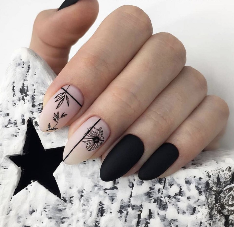 Ногти миндалевидные осень зима