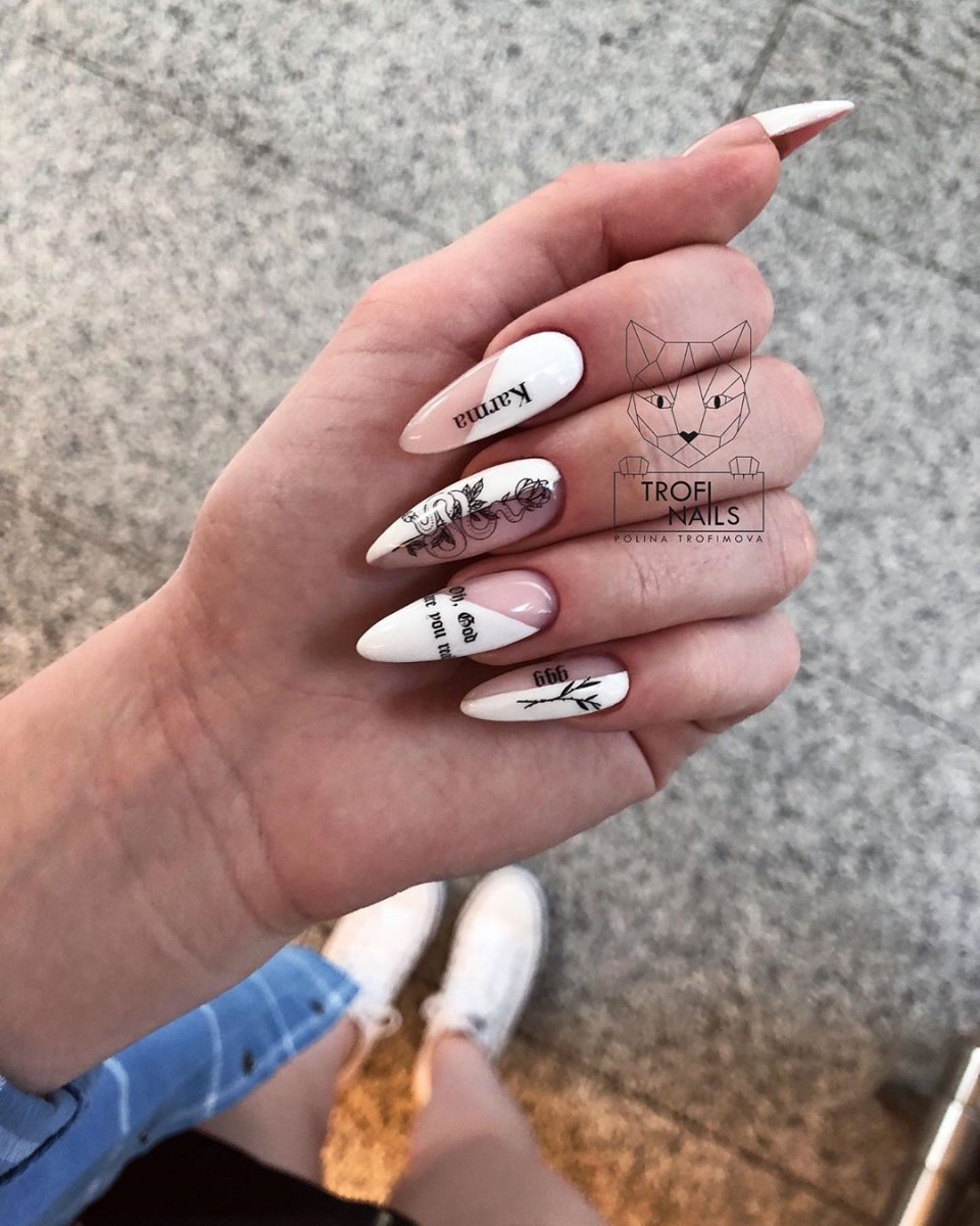 Маникюр на длинные ногти с рисунком